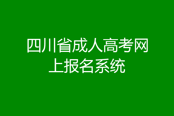 四川省成人高考网上报名系统