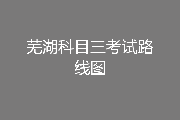 芜湖科目三考试路线图