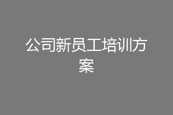 公司新员工培训方案