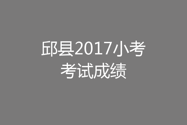 邱县2017小考考试成绩