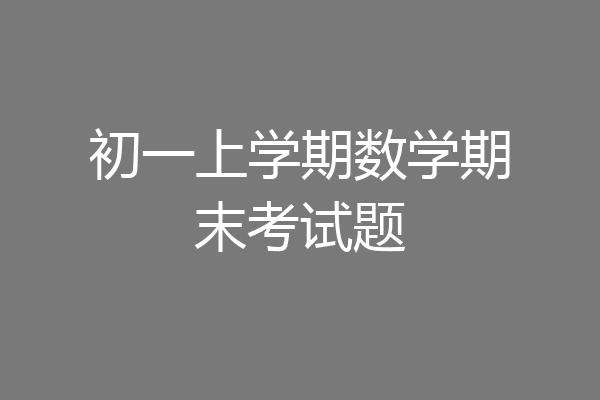 初一上学期数学期末考试题