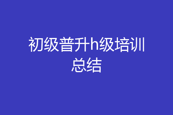 初级普升h级培训总结