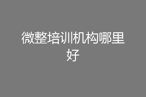 微整培训机构哪里好