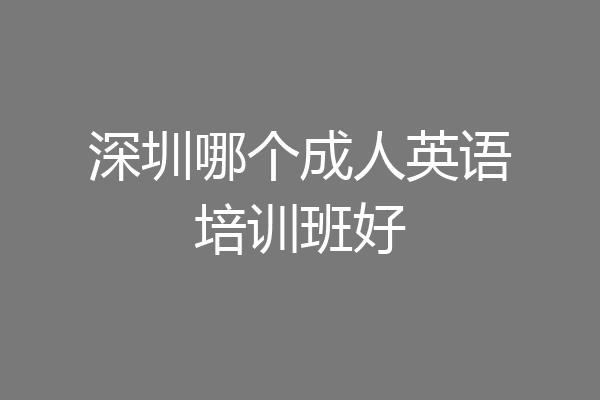 深圳哪个成人英语培训班好