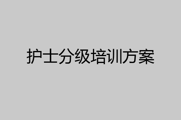 护士分级培训方案