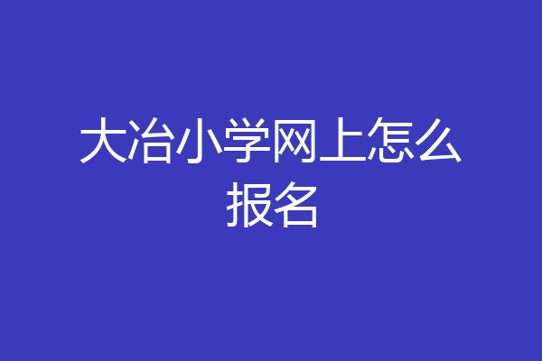大冶小学网上怎么报名