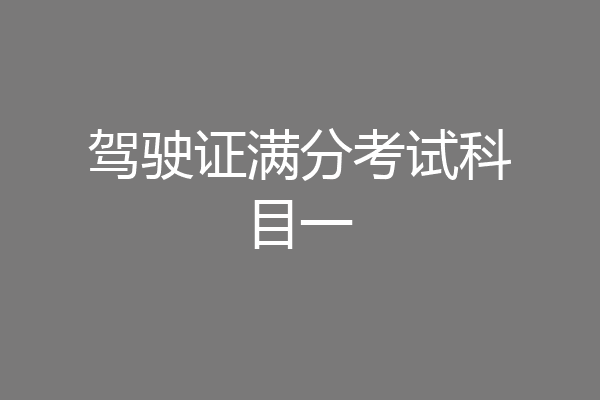 驾驶证满分考试科目一