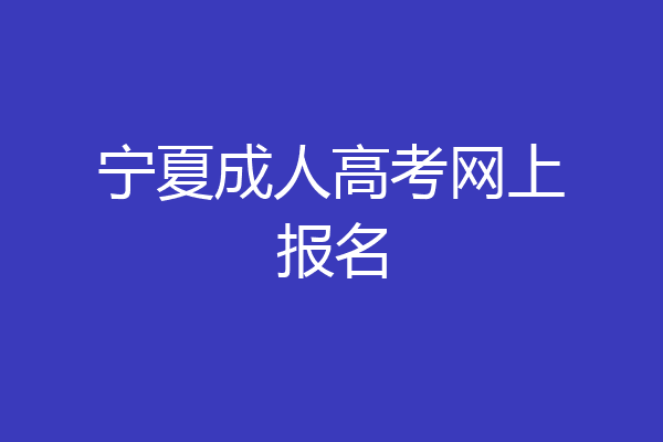 宁夏成人高考网上报名