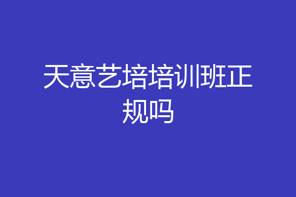 天意艺培培训班正规吗