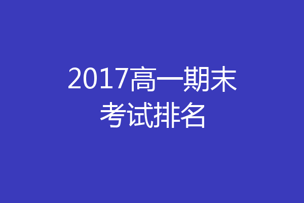 2017高一期末考试排名