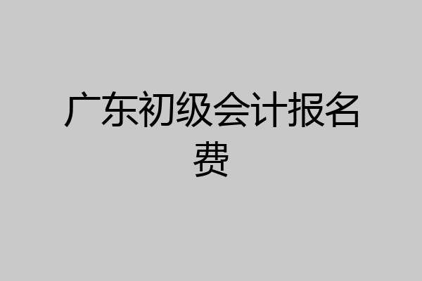 广东初级会计报名费