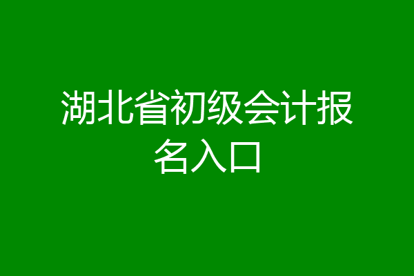 湖北省初级会计报名入口