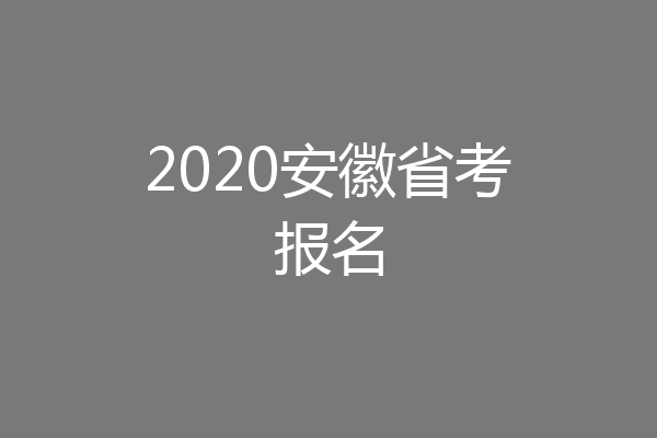 2020安徽省考报名