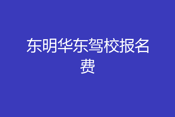 东明华东驾校报名费