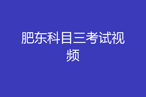 肥东科目三考试视频