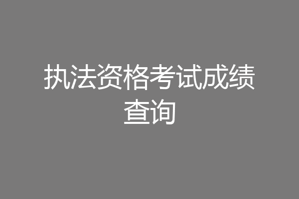 执法资格考试成绩查询