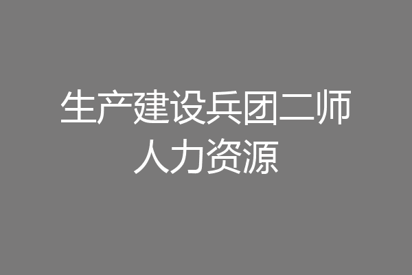 生产建设兵团二师人力资源