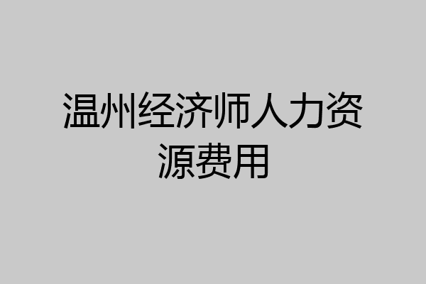 温州经济师人力资源费用