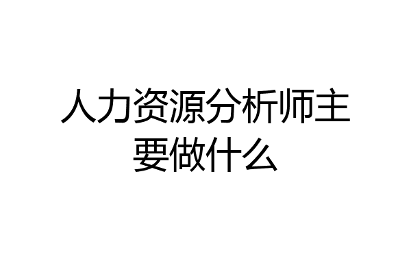 人力资源分析师主要做什么