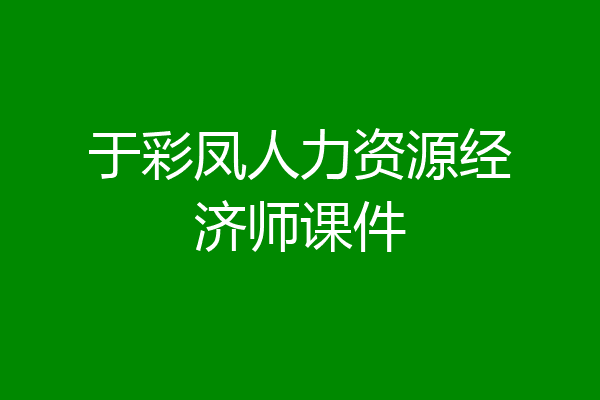 于彩凤人力资源经济师课件