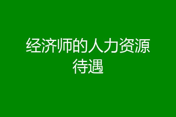 经济师的人力资源待遇