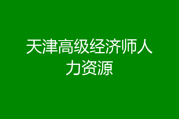 天津高级经济师人力资源