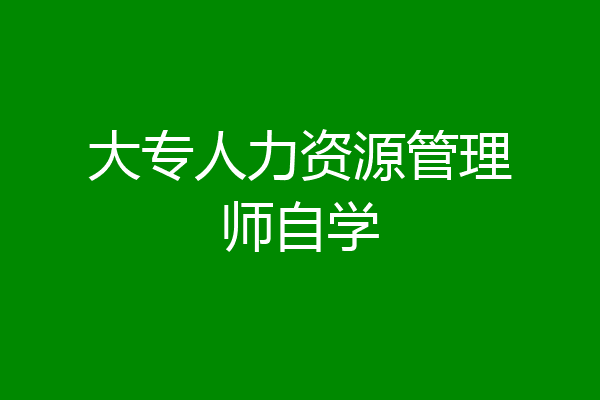 大专人力资源管理师自学