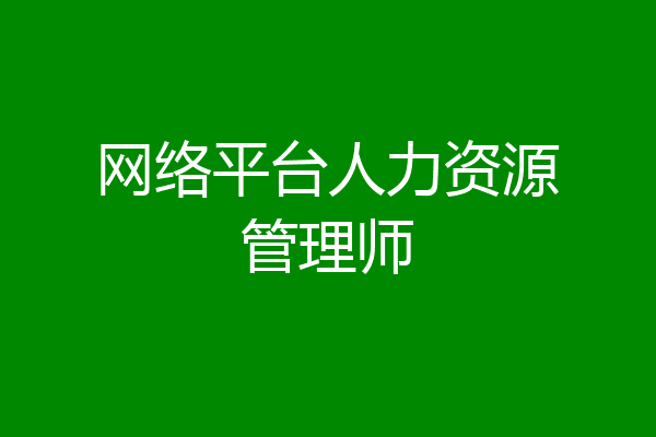 网络平台人力资源管理师