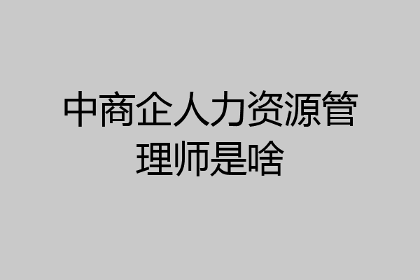 中商企人力资源管理师是啥