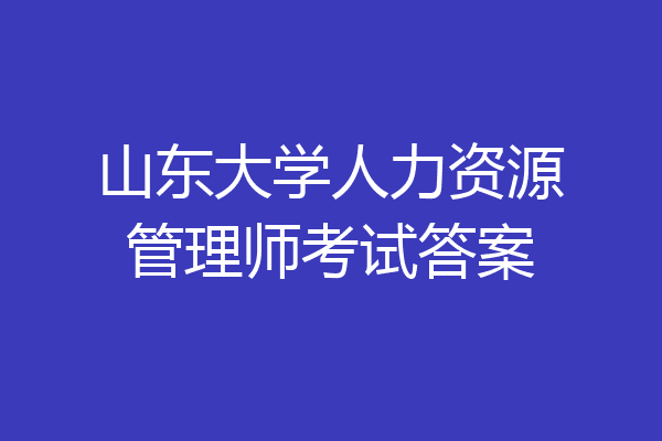 山东大学人力资源管理师考试答案