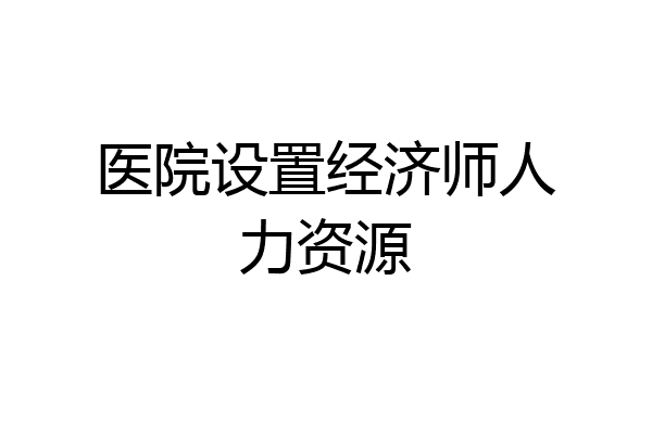 医院设置经济师人力资源
