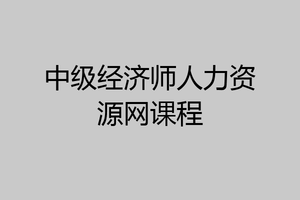 中级经济师人力资源网课程