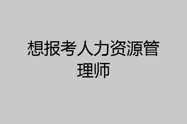 想报考人力资源管理师