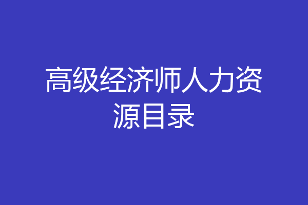 高级经济师人力资源目录