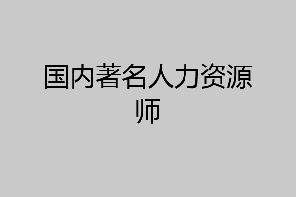 国内著名人力资源师