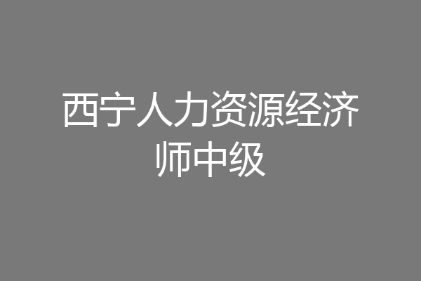 西宁人力资源经济师中级