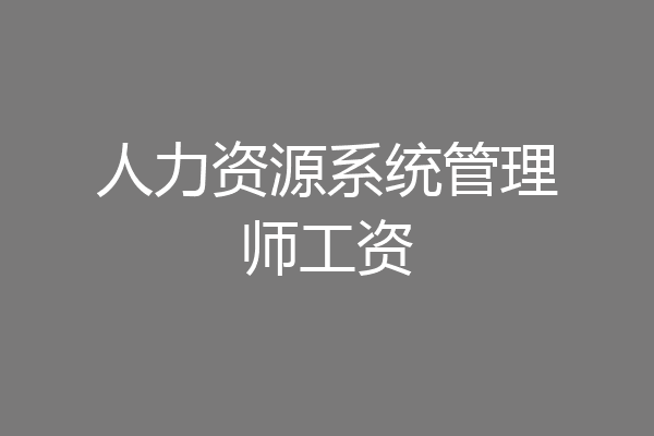 人力资源系统管理师工资