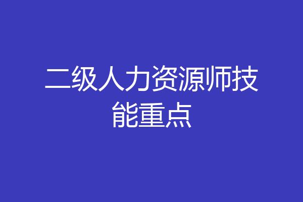 二级人力资源师技能重点