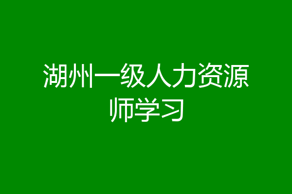 湖州一级人力资源师学习