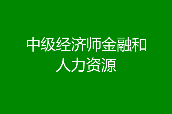 中级经济师金融和人力资源