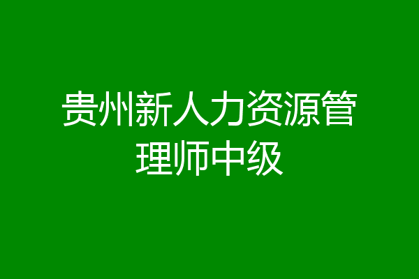 贵州新人力资源管理师中级