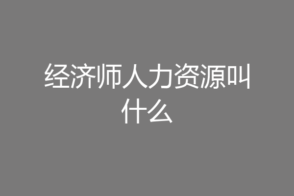 经济师人力资源叫什么