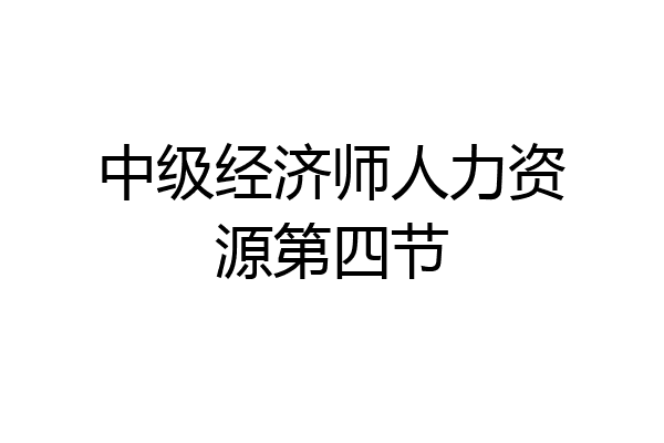 中级经济师人力资源第四节