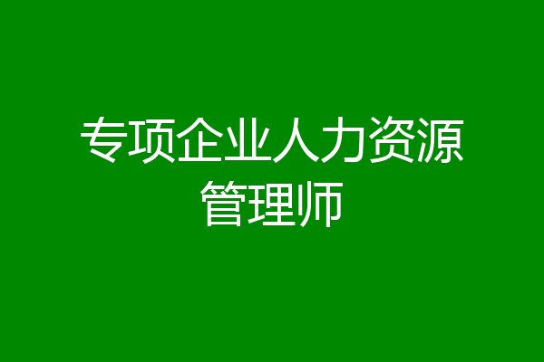 专项企业人力资源管理师