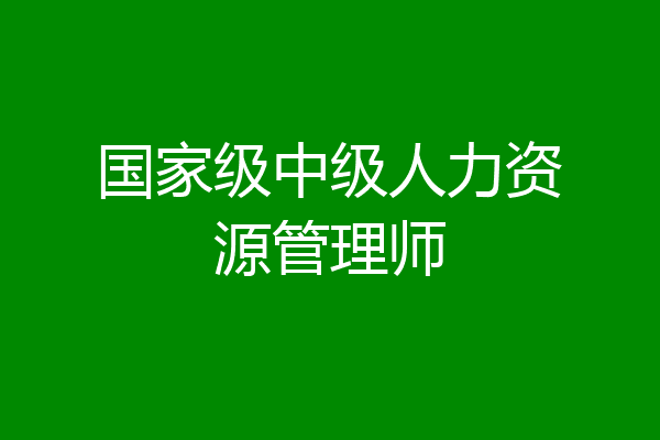 国家级中级人力资源管理师
