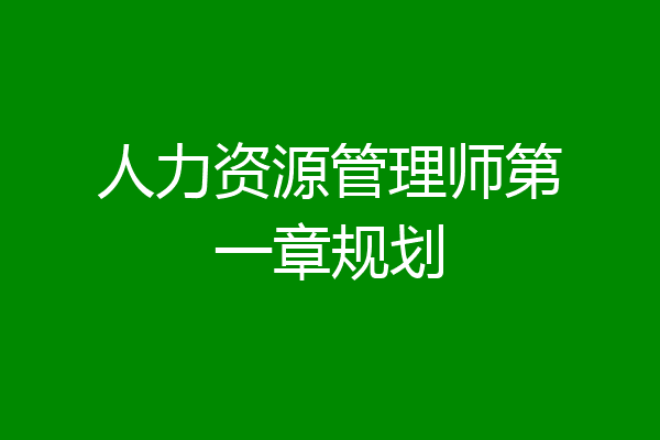 人力资源管理师第一章规划