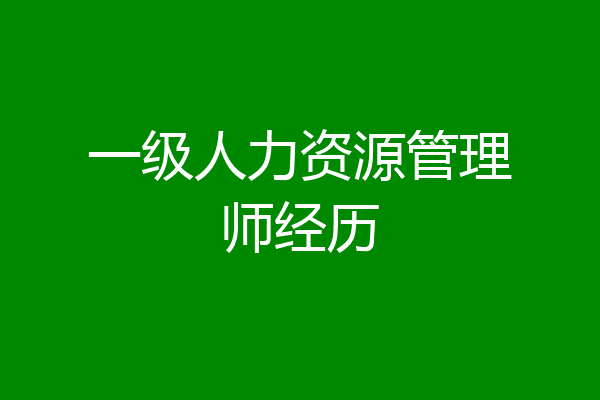 一级人力资源管理师经历