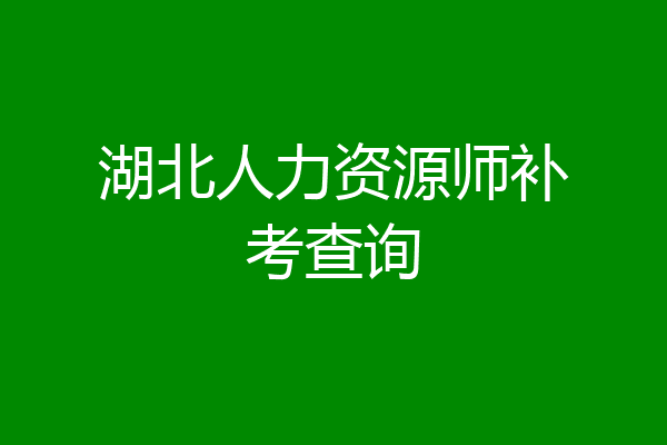 湖北人力资源师补考查询