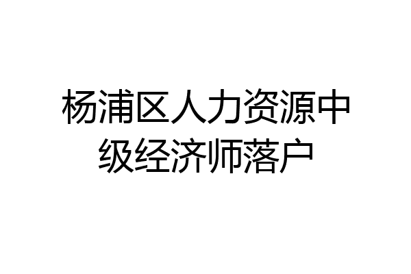 杨浦区人力资源中级经济师落户