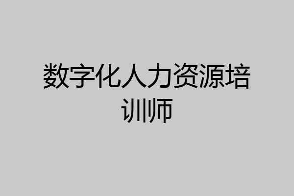 数字化人力资源培训师